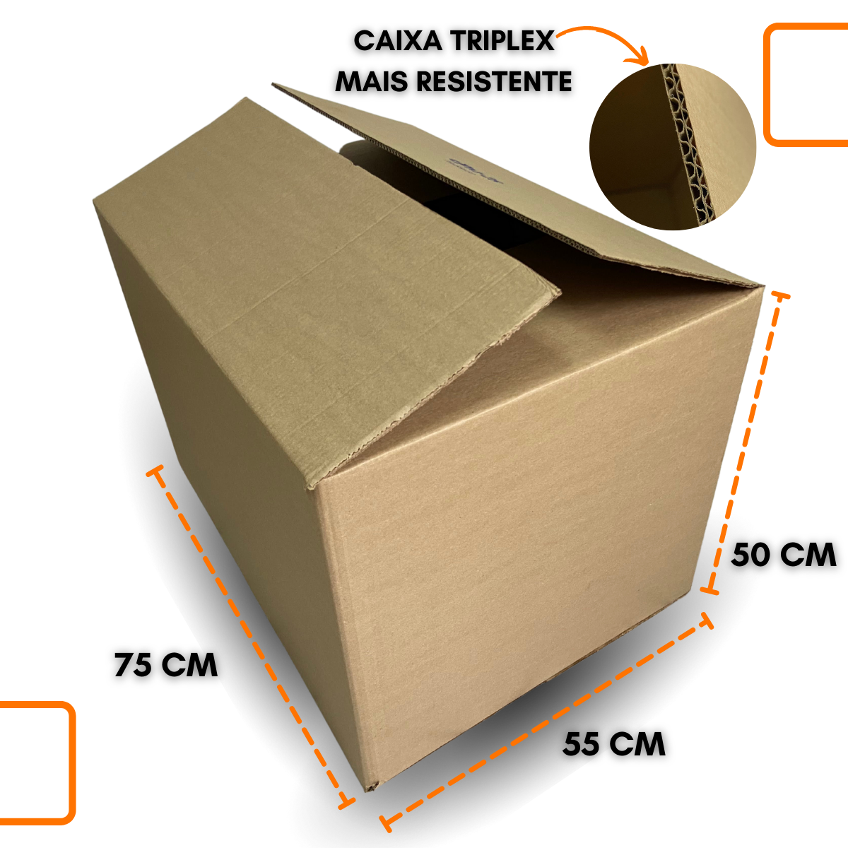 Caixa de Papelão Kraft 75x55x50