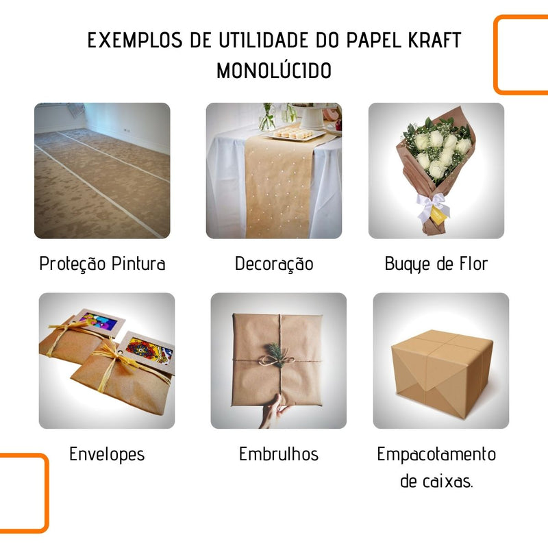Papel pardo Kraft 80g 60cm x 10 Metros Para Envios Correios