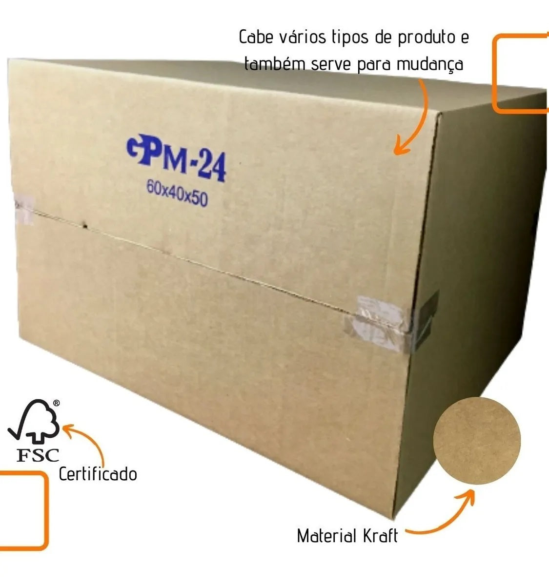 Caixa de Papelão Kraft 60x40x50