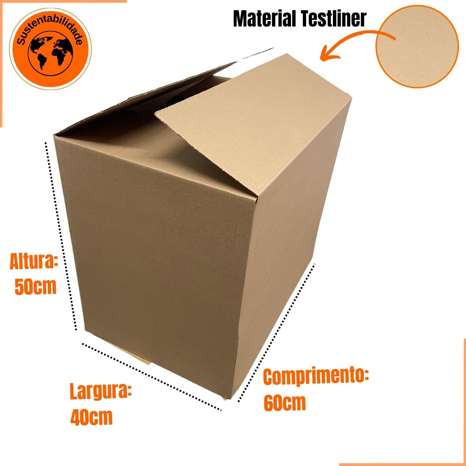 Caixa de Papelão Grande SemiKraft 60x40x50