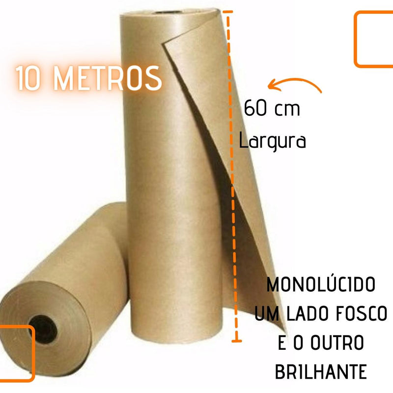 Papel pardo Kraft 80g 60cm x 10 Metros Para Envios Correios