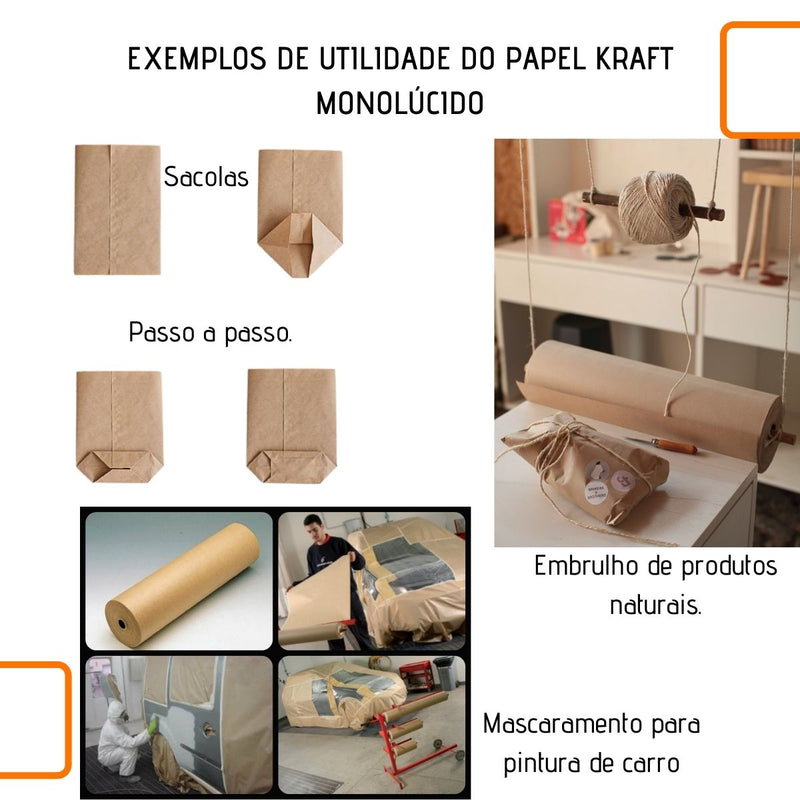 Papel pardo Kraft 80g 60cm x 10 Metros Para Envios Correios