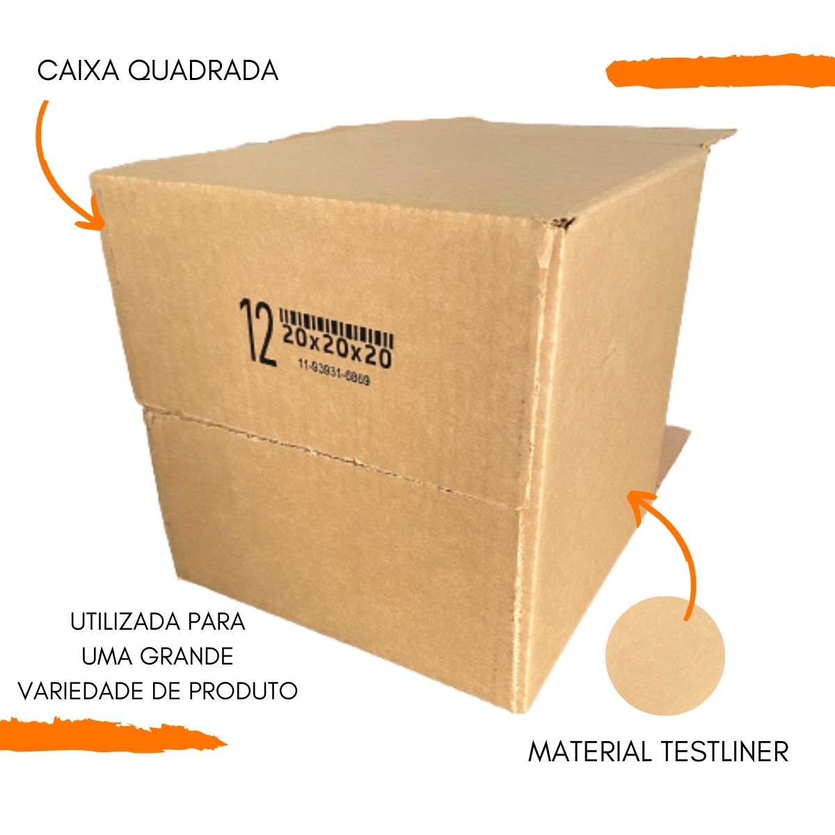 Caixa de Papelão SemiKraft  20x20x20