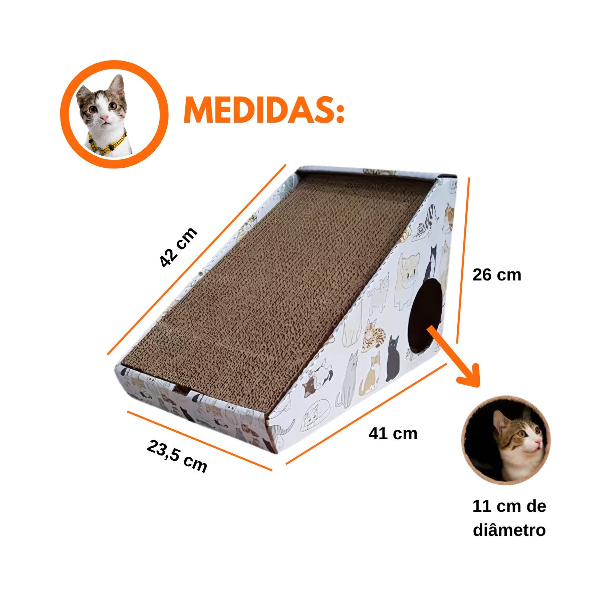 Caixa de Papelão Kraft Arranhador para Gato com Impressão