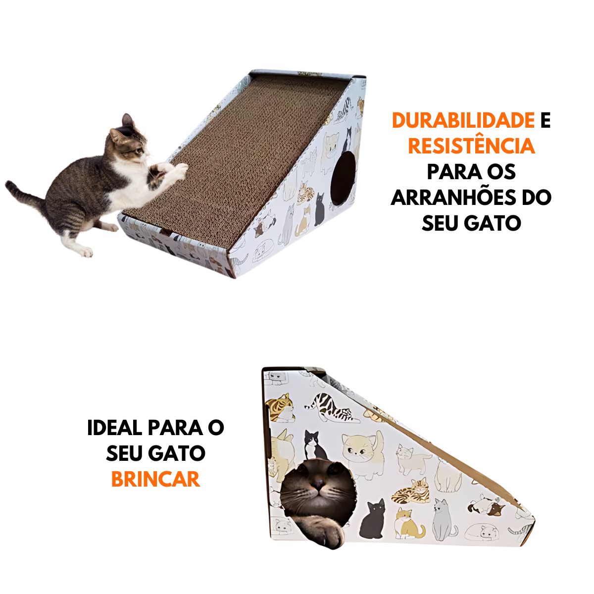 Caixa de Papelão Kraft Arranhador para Gato com Impressão