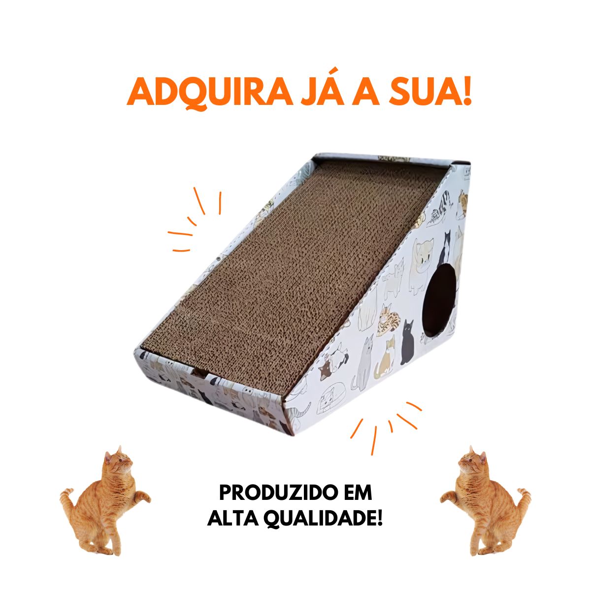 Caixa de Papelão Kraft Arranhador para Gato com Impressão